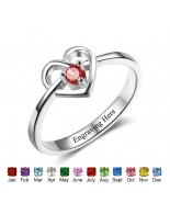 Birthstone Ring, Sterling Silver Personalized Engravable Ring JEWJORI102498